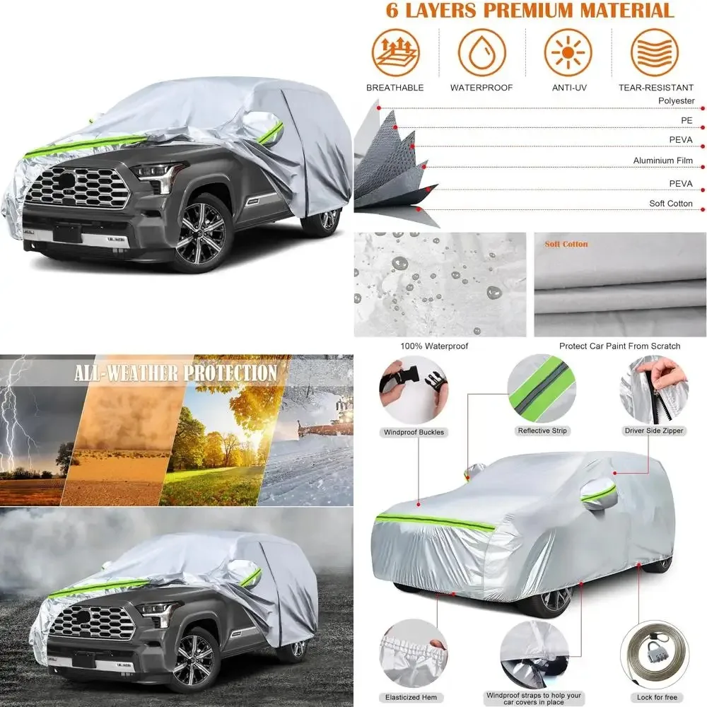 

Всепогодный 6-слойный серебристый автомобильный чехол на заказ с дверцей на молнии для моделей Sequoia 2001-2025 гг.