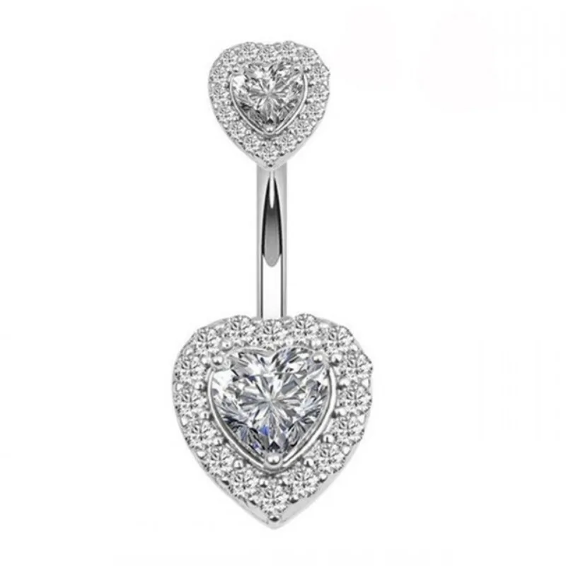 الجراحية الصلب كريستال الزركون زهرة القلب الدولار رسالة العين قلادة البطن زر ثقب حلقة البطن خاتم على شكل زر مجوهرات للجسم #6