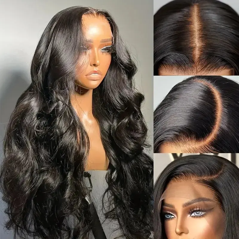 Natural Black 13x6 HD Lace Frontal 5x5 Glueless  Front Water Wave 38 Inches Body Wave Pre-Plucked For Women Human Hair Wigs