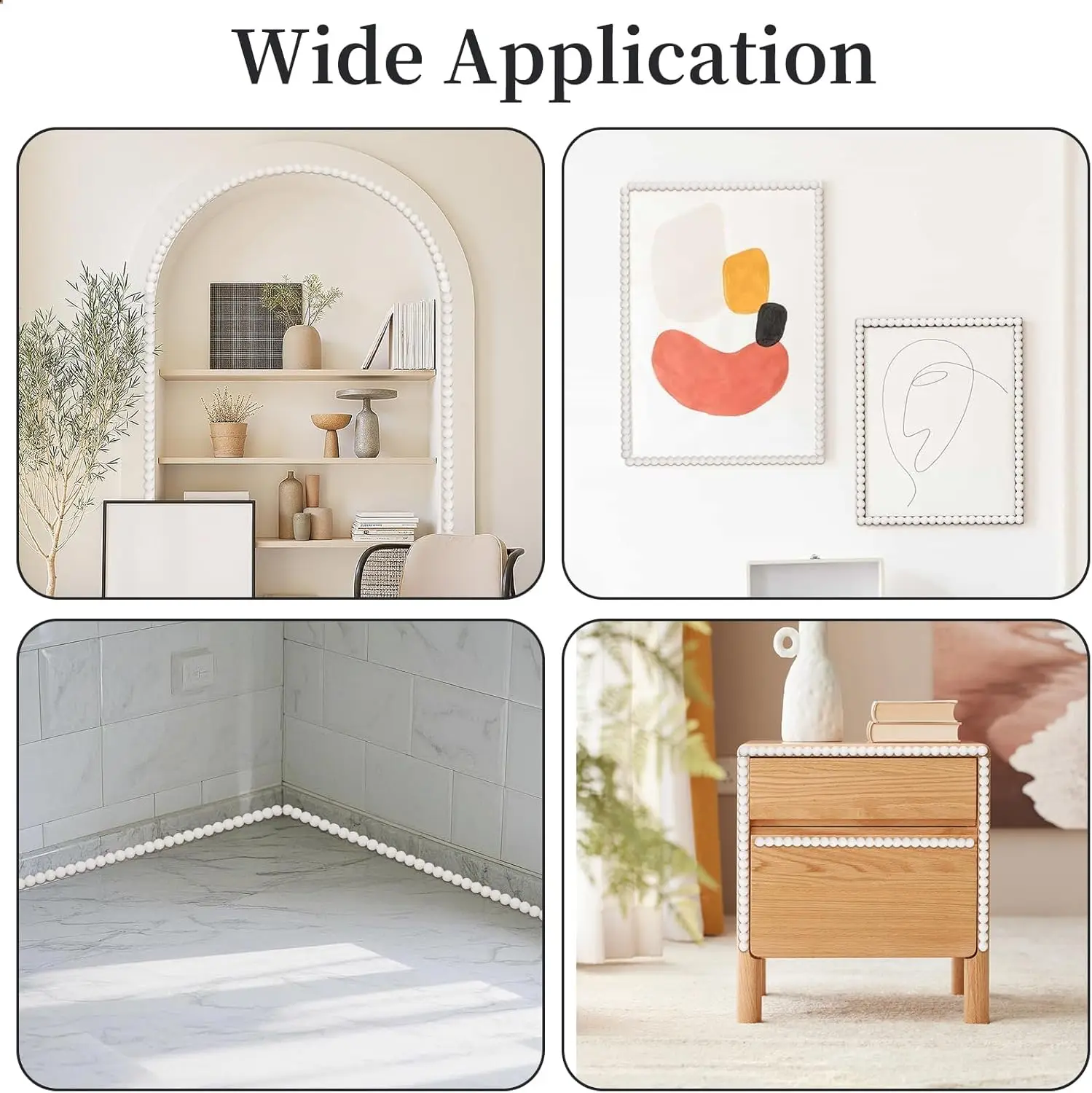 3/5 Meters Wall Molding Trim Flexible Molding Trim Self Adhesive Decorative Trim Peel and Stick Border for Mirror Frame Cabinet