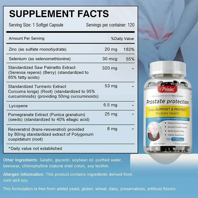 Prostate Protection - Health Supplement for Men for Reducing Nighttime Bathroom Trips, Bladder & Urinary Relief, Saw Palmetto - Image 2