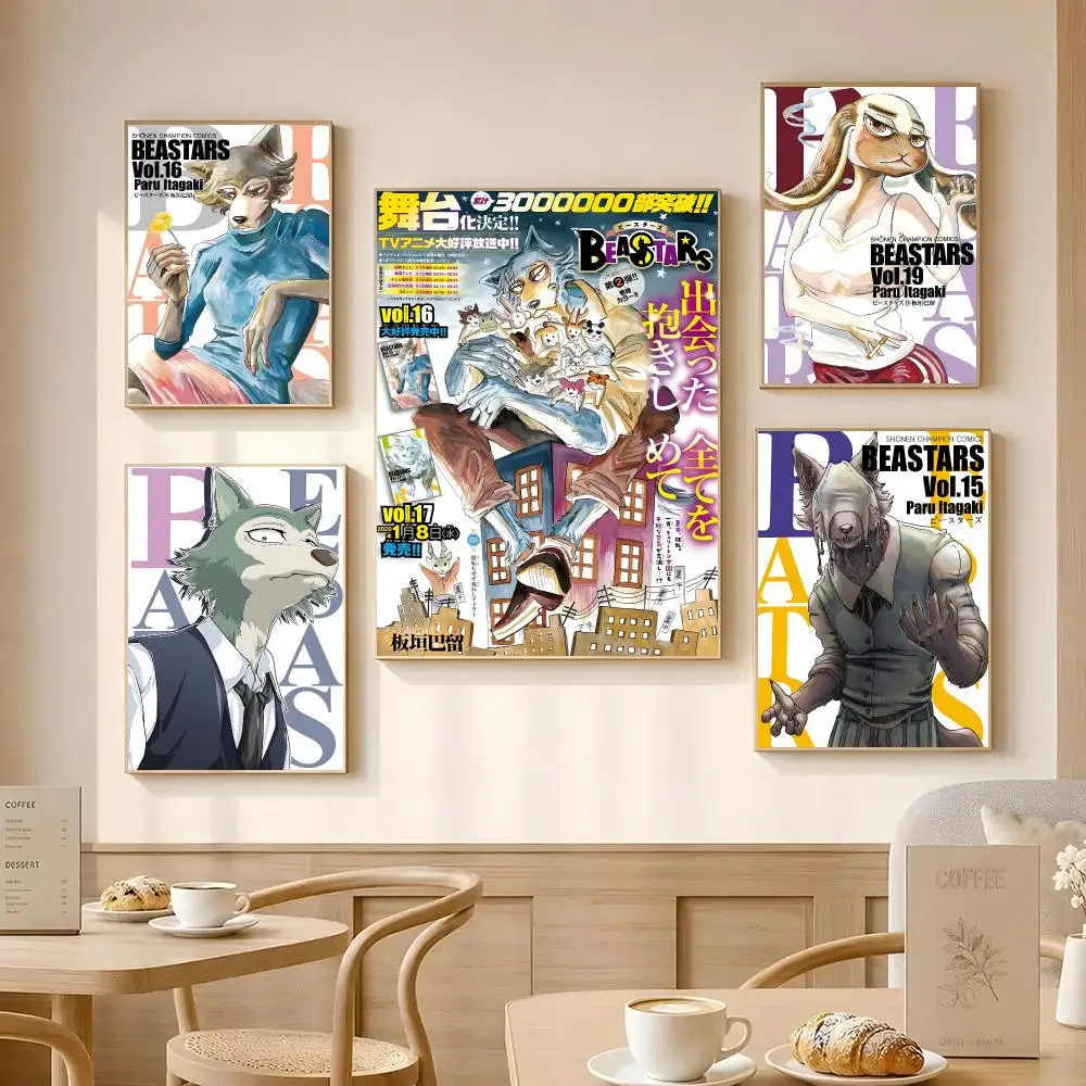 Anime Beastars Poster Poster Self-adhesive Art Waterproof Paper Sticker Coffee House Bar Room Wall Decor