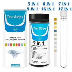 100 szt. 5-17 w 1 Paski testowe do akwarium Zestaw do testowania akwarium z rurką do testowania wody w stawie akwariowym do żelaza, miedzi, azotatu i azotitu