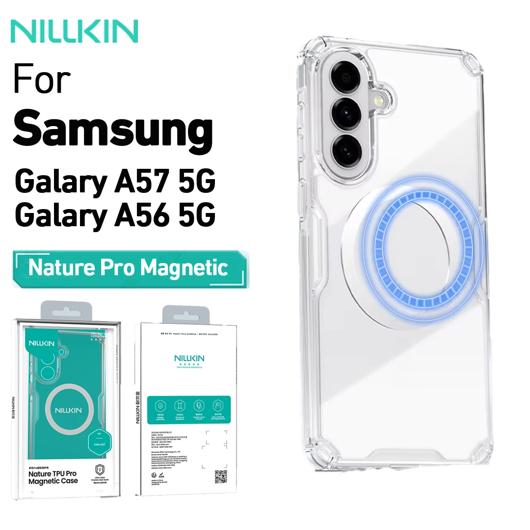 Funda Magnética Transparente Nillkin Nature Pro para Samsung Galaxy A57 5G/A56 5G, Carcasa Protectora de TPU+PC Anti-Golpes y Anti-Rayones