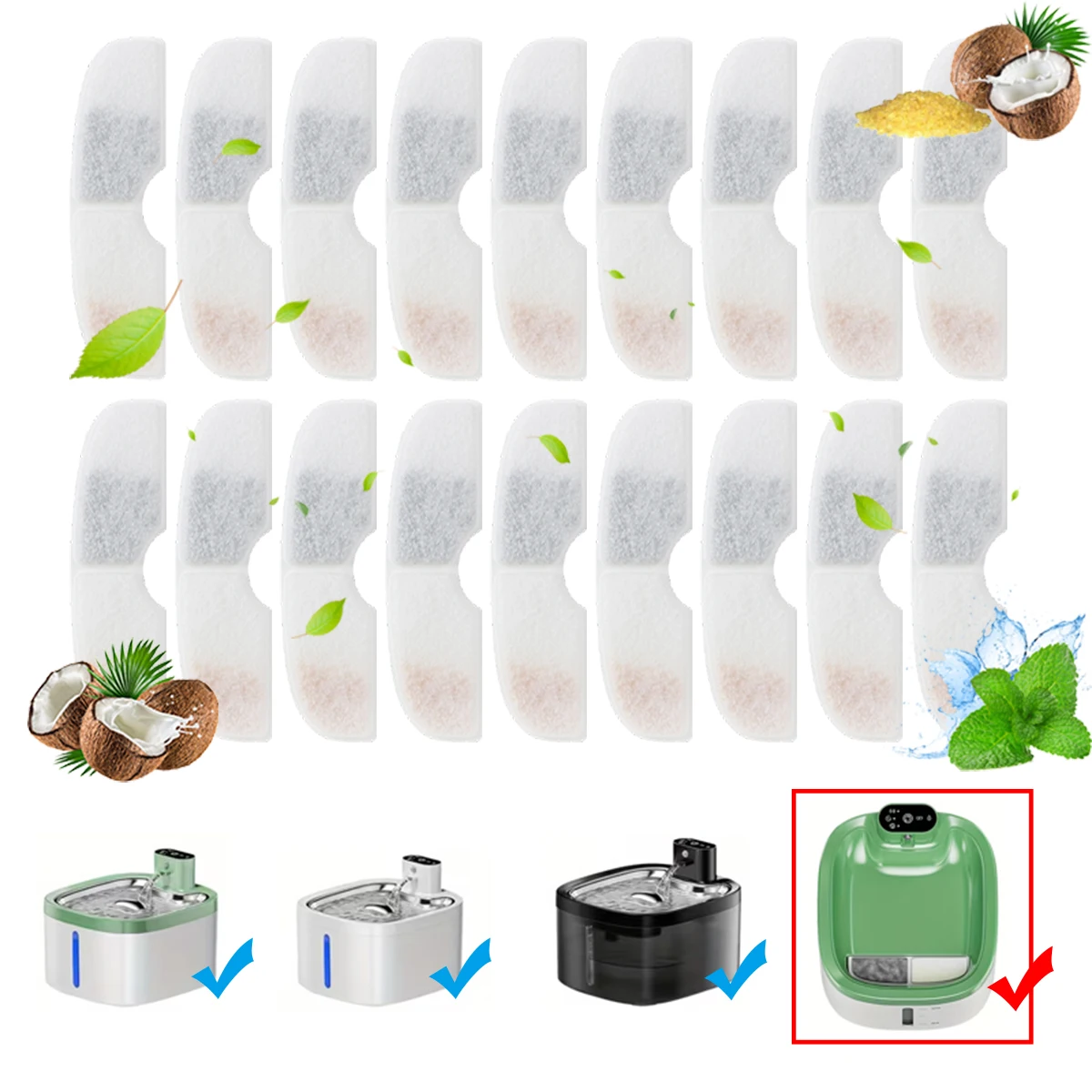 9/18/27Pcs Cat Water Fountain Replacement Filters Activated Carbon Pet Drinking Dispenser Filter Remove Hair Particles
