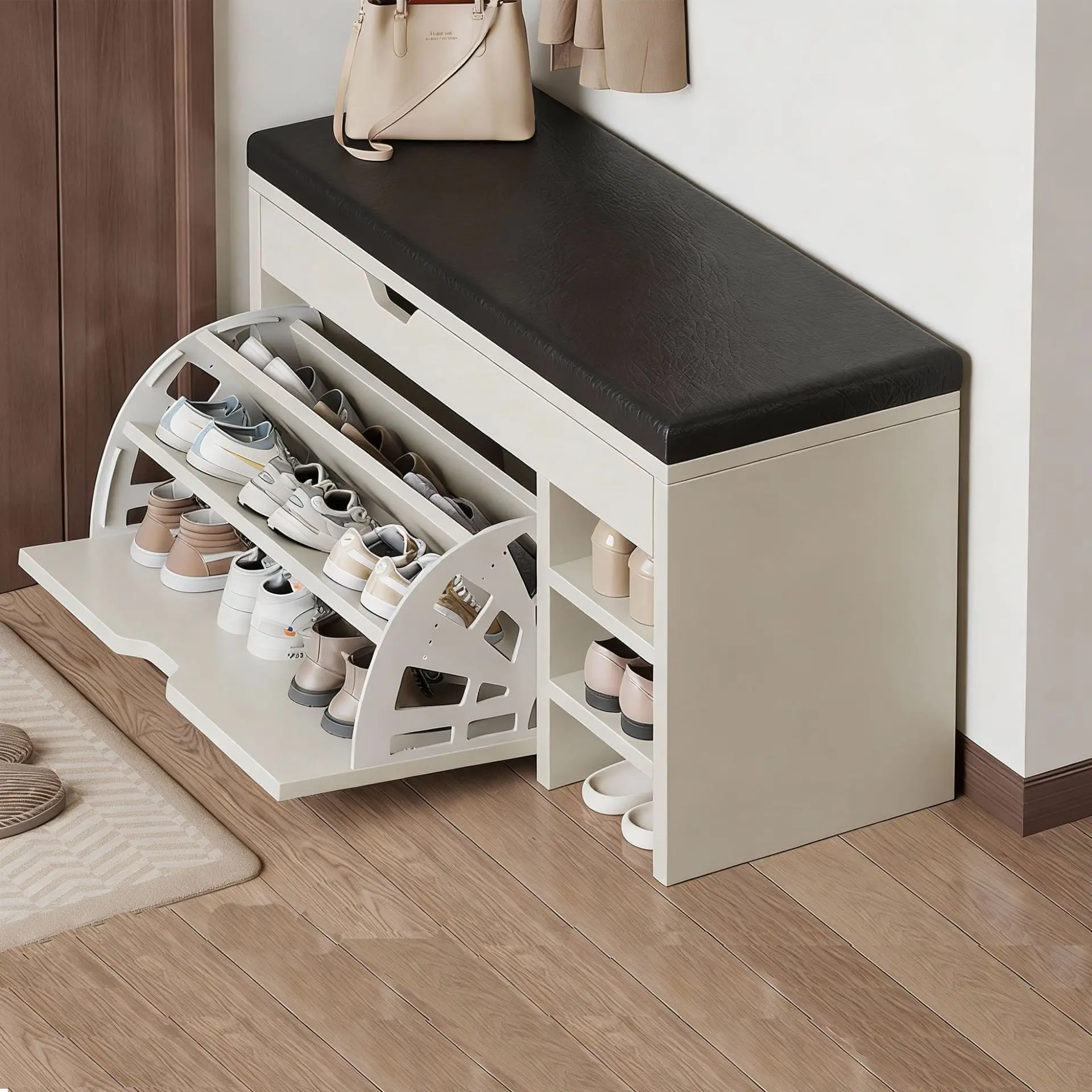 door-household-tipping-bucket-shoe-cabinet-light-luxury-bench-storage-storage-stool-soft-bag-shoe-stool