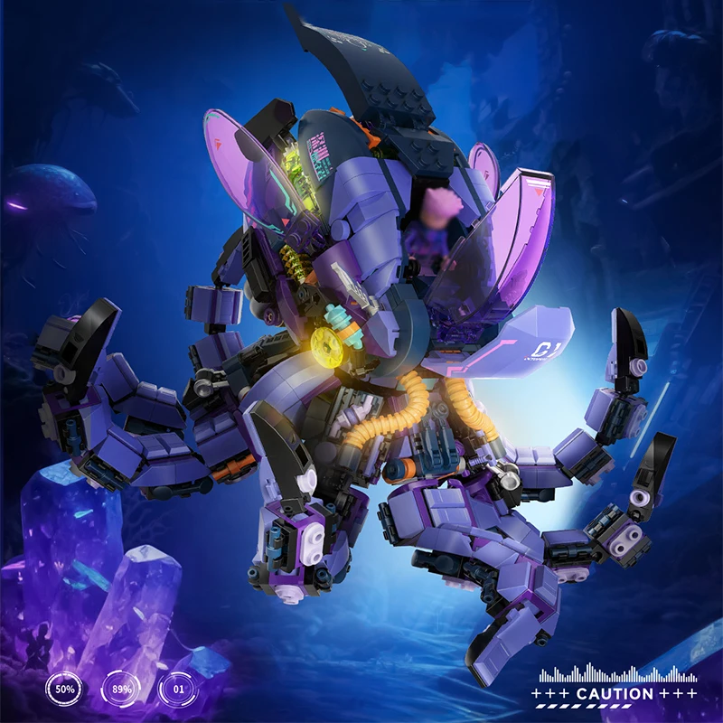 Animal Mecha Abyssal Predator Octopus Building Blocks Set Steam Construction Robot Model DIY Assembly Bricks Toys For Kids Gifts