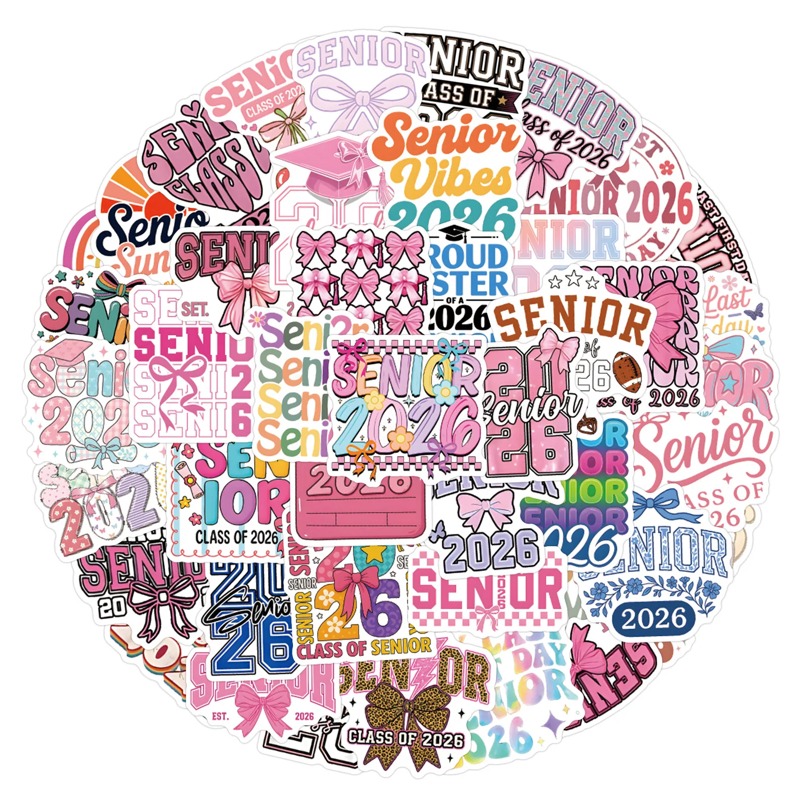 

10/50PCS Preppy Senior 2026 Graffiti Stickers Cartoon Personality Decoration Scooter Luggage Guitar Waterproof Decal Toy Gift