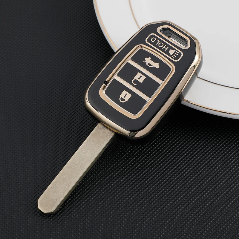 TPU 2 3 4 Buttons Car Key Case Cover for Honda Accord Civic CRV JAZZ HR-V 2014 - 2016 Gold Line Remote Control Key Accessories