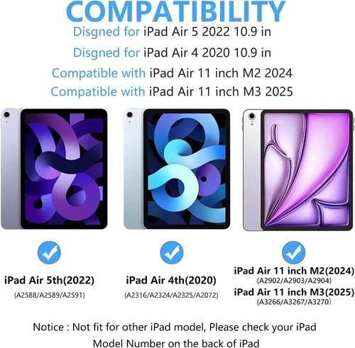 Imagen 2 del producto Funda para iPad Air 11 pulgadas M2 M3 2024 2025, Funda para tableta con teclado para iPad Air 5 Air 4th Gen, Funda para teclado de 10,9 pulgadas
