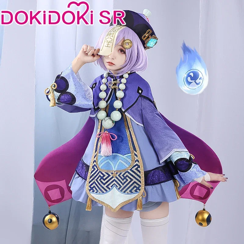 IN STOCK Qiqi Cosplay Game Genshin Impact Cosplay Costume DokiDoki-SR Qiqi Cosplay Costume Metal Vision