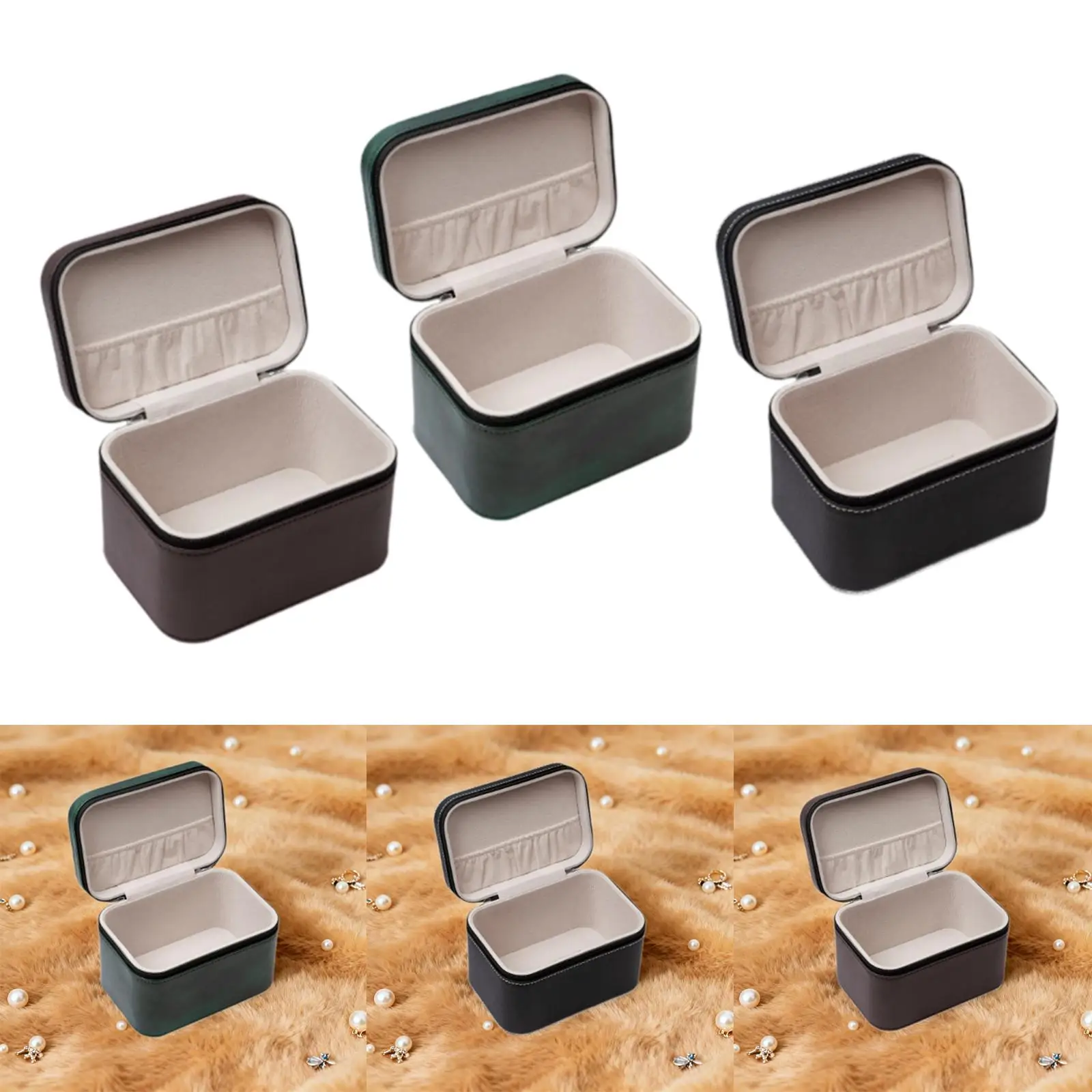 

Jewelry Storage Box Container Soft Inner Padding Zipper Closure Jewelry Organizer Bracelets Display Holder for Market Exhibition