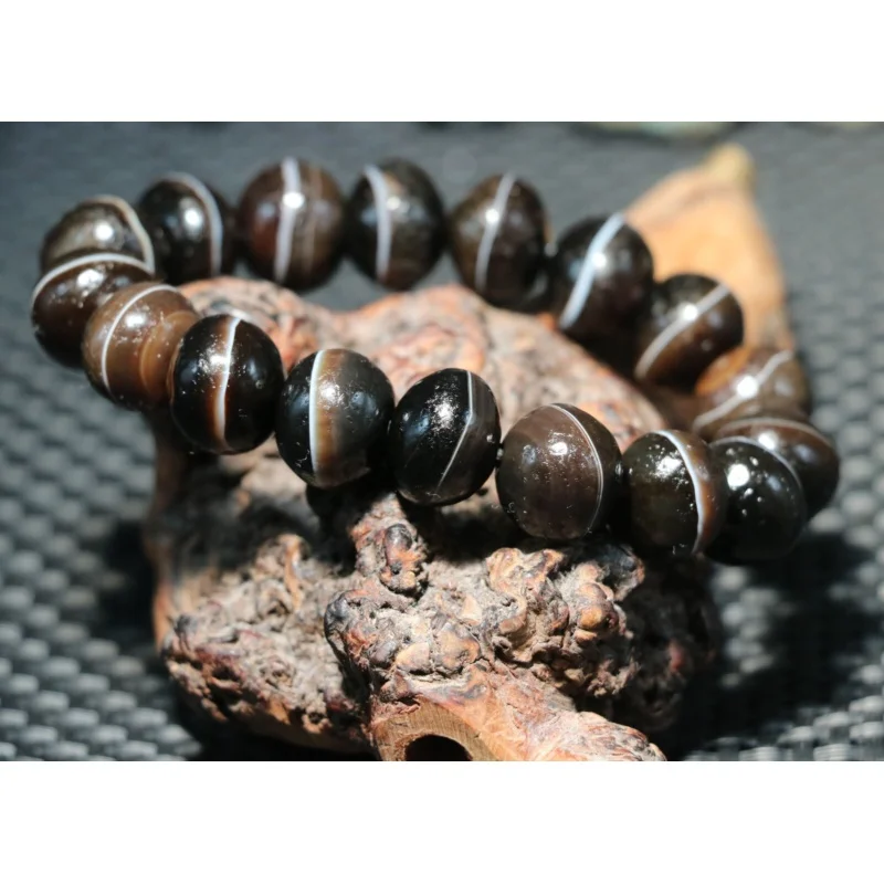 

Energy Tibetan Old Agate One Line Healer Medicine Abacus Totem dZi Bead Bracelet