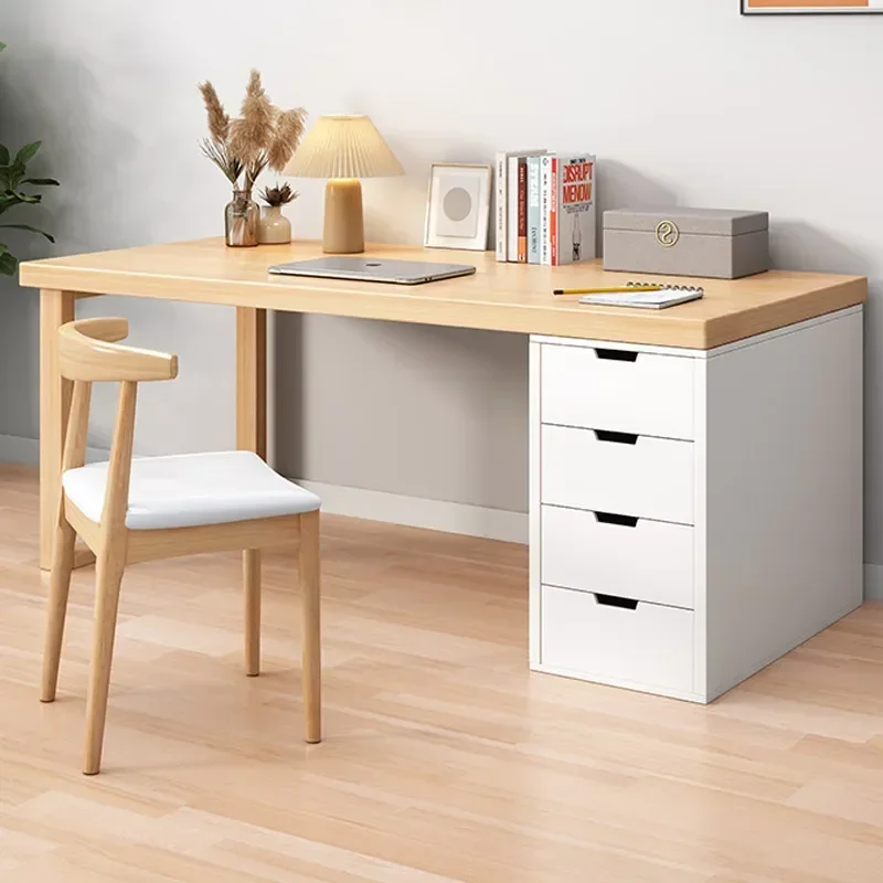 Wood Home Office Desks Study Write Bedroom Single Computer Office Desks Storage Drawers Bureaux Meuble Work Furniture QF50OD