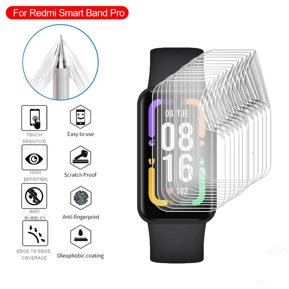 3-12PCS 9D Curved HD Screen Film For Redmi Smart Band Pro Soft Hydrogel Protector Film Redme SmartBnad Pro BandPro Not Glass