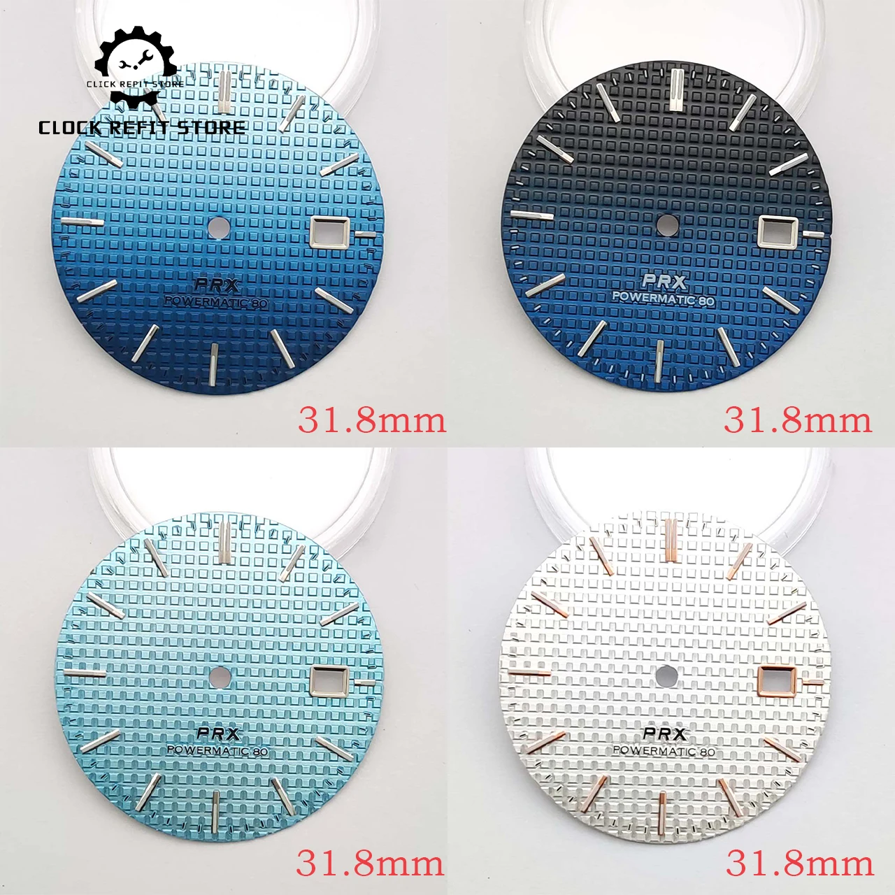 Custom 31.8mm NH35 Watch Dial Luminous Baton Markers, PRX Super Player Style Dial Replacement for NH35 NH36 4R Movement