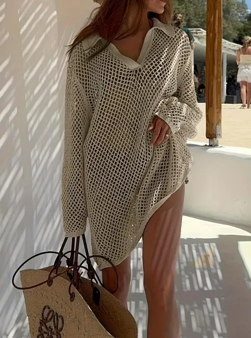 Hot Selling Woolen Outer Layer Sunscreen Knitted Sweater Summer Outfit Thin Loose Sweater Top