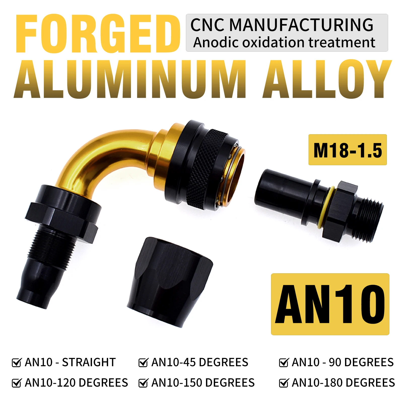 SKCUSTOM Forged Al Alloy 90 Degree AN10 Swivel Hose End Fitting Quick Release Oil Hose Connector Universal Auto Modified Adapter