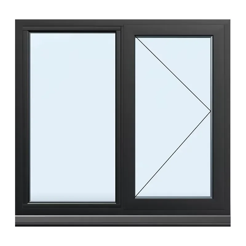 Modern Horizontal Swing Casement Windows Aluminum Alloy Frame Tempered Glass Windproof For Home And Villa Use
