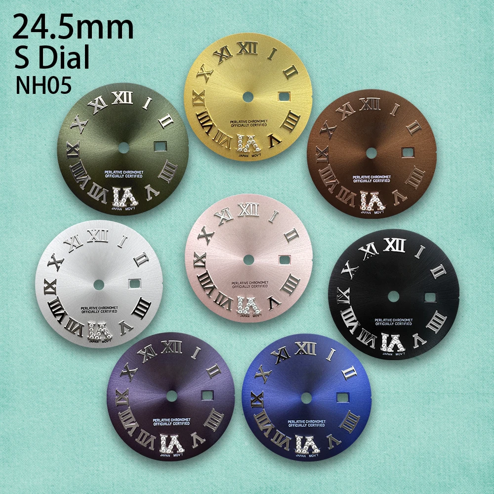 

24.5mm High Quality S Logo Dial Suitable For NH05 Movement Green Luminous Ladies' Watch Modification Accessories