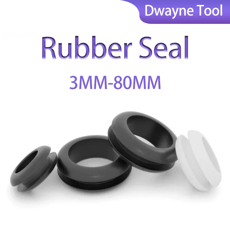 Wire Cable & Hardware Tools Protective Seal - 3~80mm Black/White Rubber O-ring, Double Sided Coil Out Hole Wire Seal
