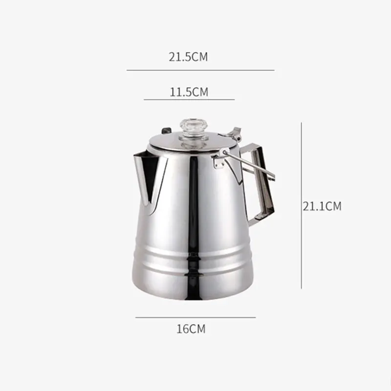 Professional Stainless Steel Moka Pot Percolator Camping Coffee Maker with Wood Handle Cover