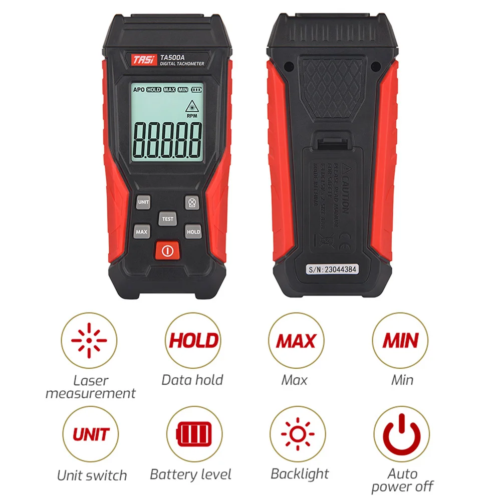 TA500A TA500B TA500C Digital Laser Tachometer 3~100000RPM Rang Rpm Meter 2-in-1 Contact Tacometro Photoelectric Speedomet