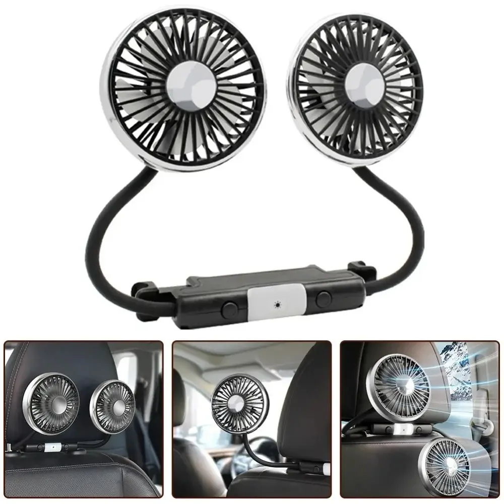 

Universal Vehicle-mounted Double-head Fan Adjustable Multi-functional Electric Magnetic Fan Three-speed Silent Car Fan Auto
