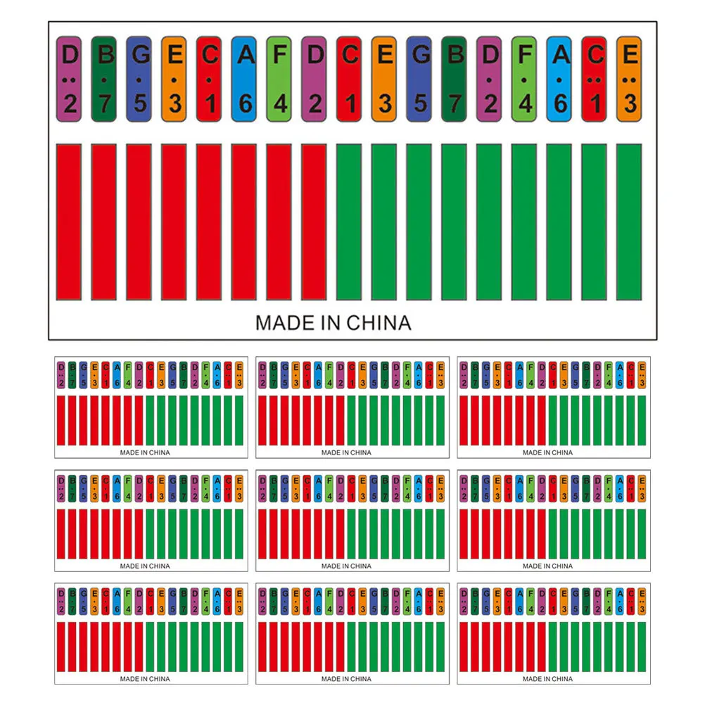 10 قطعة ملصقات ملاحظة كاليمبا الإبهام لوحة مفاتيح البيانو الشارات للمبتدئين ممارسة تعزيز دقة أداة الاصبع ملصق