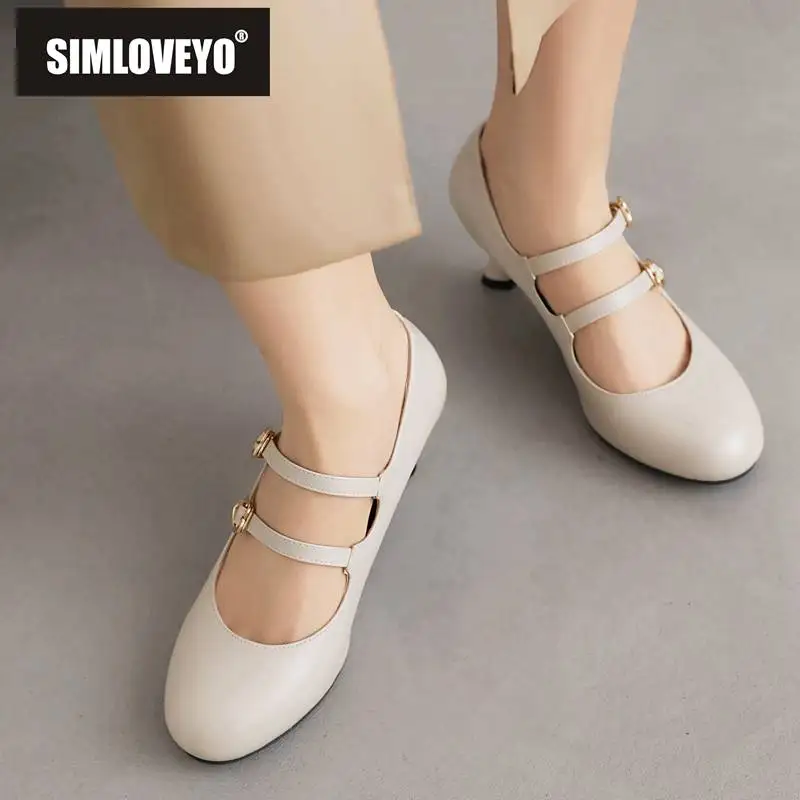 

SIMLOVEYO женские туфли-лодочки с круглым носком на каблуке 6 см с ремешком с пряжкой сексуальная обувь для вечеринки с низким каблуком 46 47 48