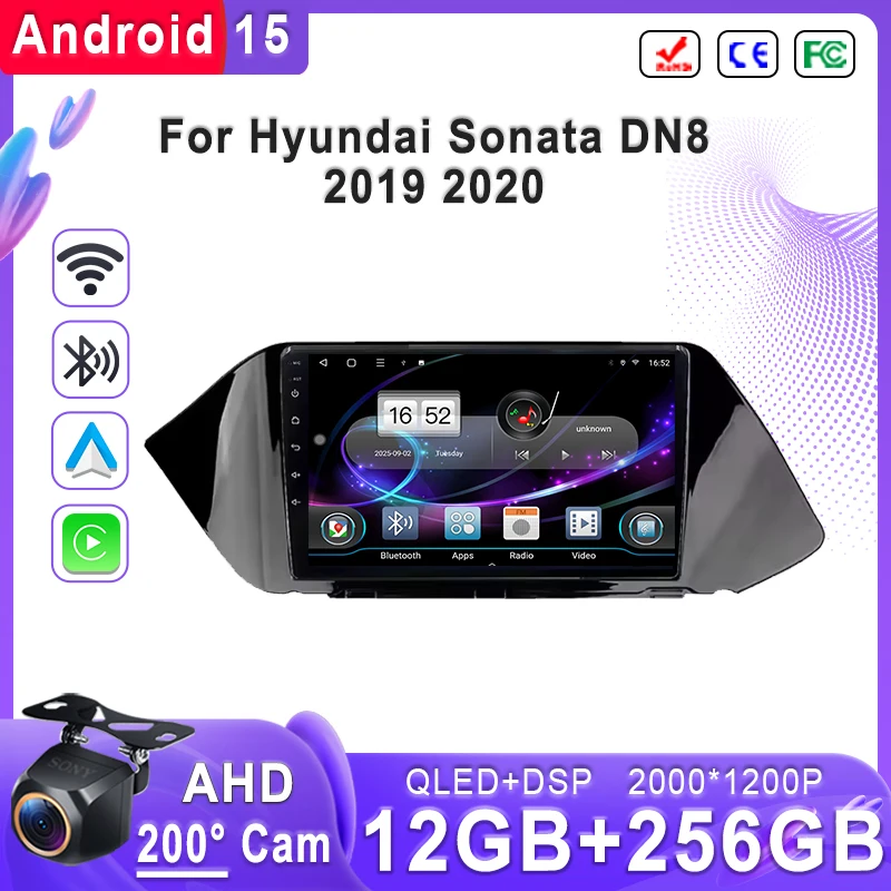 

Android 15 2K Incell Экран для Hyundai Sonata DN8 2019 2020 Стерео головное устройство GPS-навигация Высокопроизводительный процессор BT 5G Wi-Fi Автомобиль