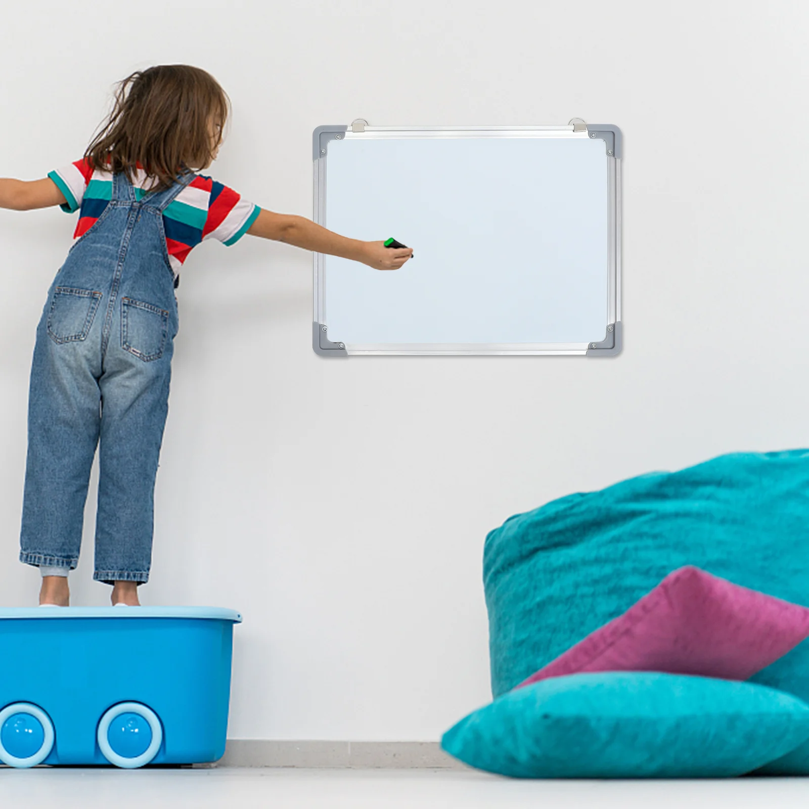 กระดานไวท์บอร์ดสําหรับเด็ก ไวท์บอร์ด วางแผนรายสัปดาห์ กําแพง กําหนดการ ปฏิทิน แห้งลบ เงิน เด็ก