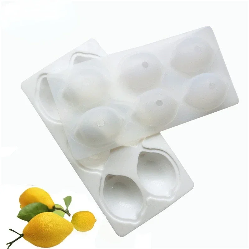 6 Cavity 3D Lemon Shape Fruit Silicone Mold Brownies Cake Mousse Cake Moulds Pan Baking French Dessert Cake Decorating Tools