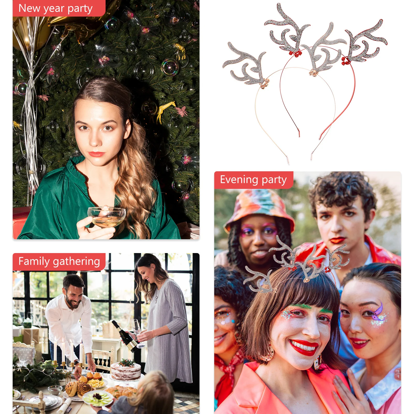 

2Pcs Deer Horn Modeling Hairband Perfect Christmas Party Headdress Decor Deer Horn Hair Band Festival Headband Prop