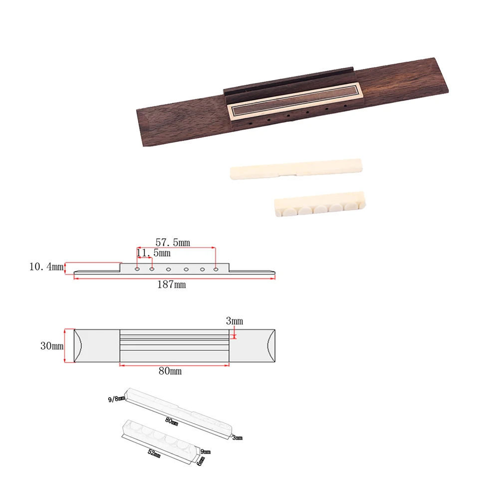 

Maple Frame Ukulele Nut Saddle Guitar Parts Accessories Coffee Bamboo Wood Replacement Ox Bone Clear Sound