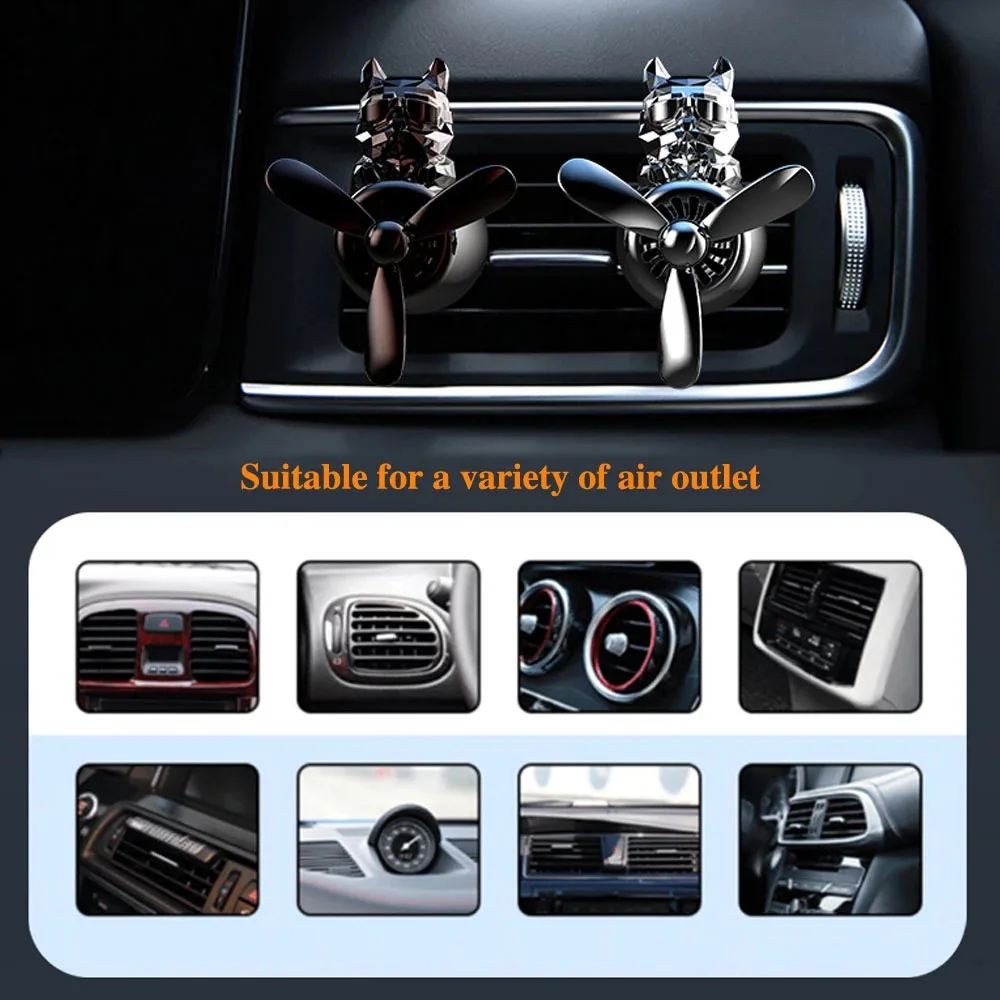 Car Fragrance Auto Air Freshener Cool Bulldog Pilot Rotating Propeller Air Outlet Perfume Flavoring 자동차 공기 청정기 Accessories
