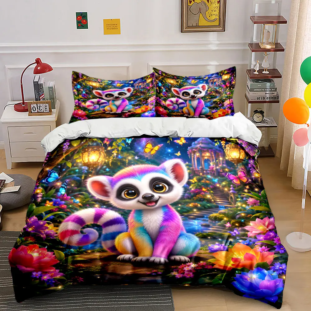 Dreamy colorful creature in garden Print Soft Comfortable Duvet Cover Bedding Set Included 1*Duvet Cover 2*Pillowcases