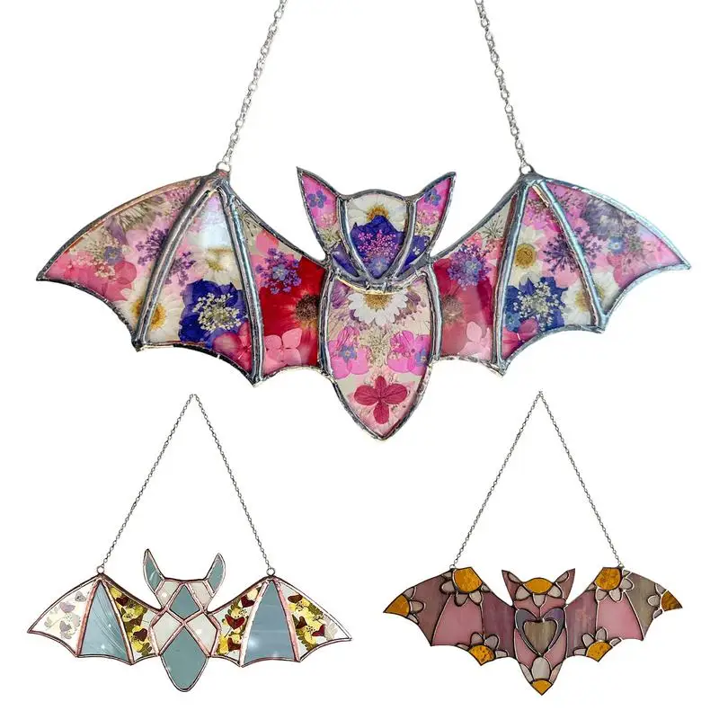 Bat Wind Chime Shine Brightly Rainbow Maker Flat Colorful Sunlight Catcher Bat Ornament Exquisite Wings Crystal For Balcony