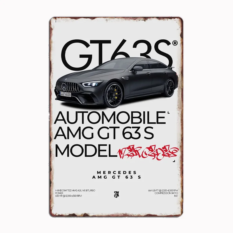 

AMG GT63 S Minimalist Metal Sign Poster Garage Room Decor Living Custom Tin Vintage Home Decoration Wall Art