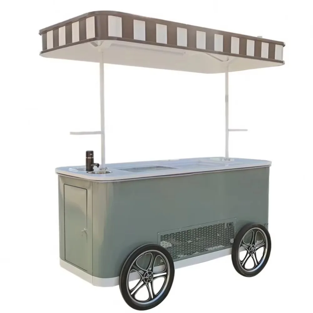 Ice cream mobile bar cart with motor multi-function cooking equipment, which can improve work efficiency and is easy to operate
