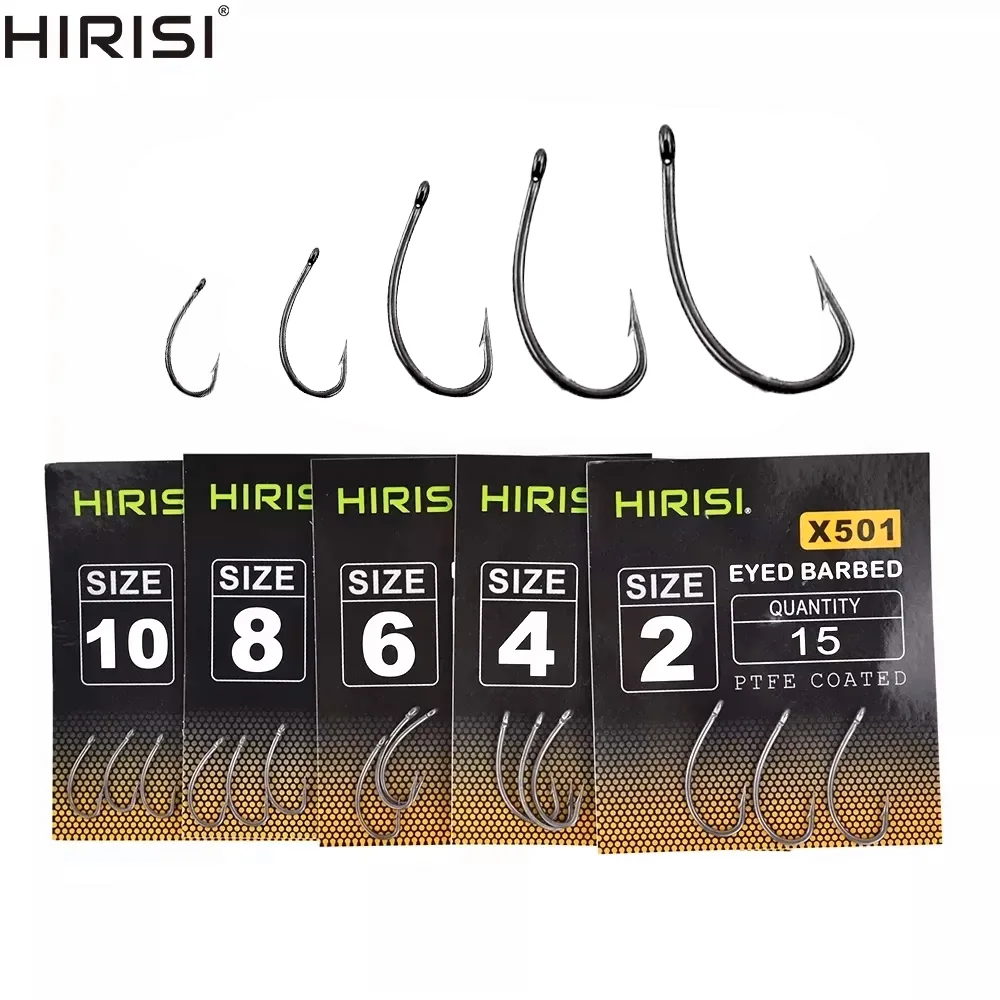

Hirisi 75pcs PTFE Coated High Carbon Steel Barbed Fish Hook With Eye Mix Size Carp Fishing Accessories X501