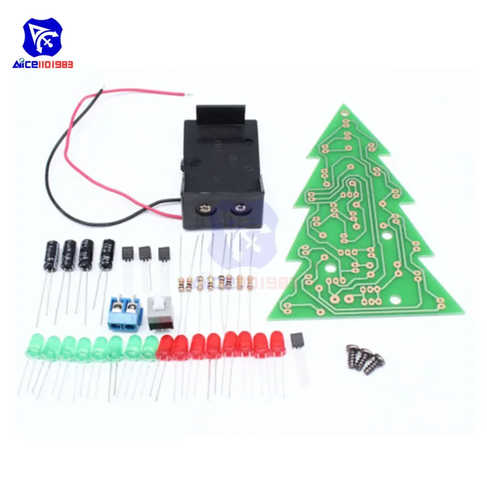 diymore Red Green LED Flash Christmas Trees DIY Kit LED Light Circuit Electronic Learning Suit DIY Kit