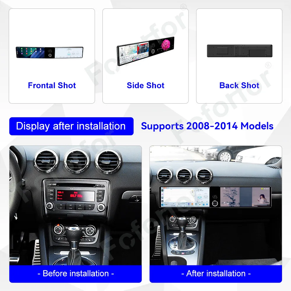 Dual Screen 12.3'' inch Carplay Android 14 Car GPS Navigation For Audi TT 2008-2014 Head Unit Multimedia Player Car Radio