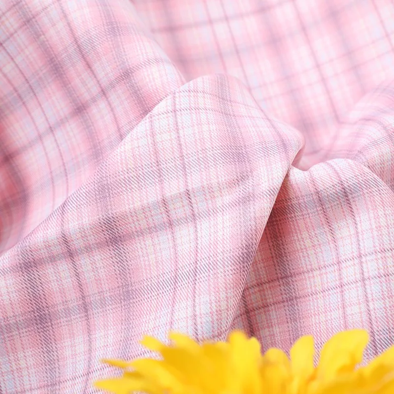 

All-polyester college-style pleated skirt finished fabric student uniform short yarn-dyed