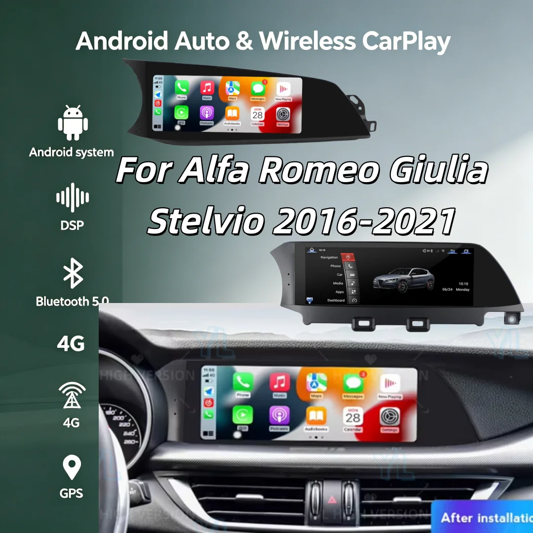 For Alfa Romeo Stelvio Giulia 2015 2016 2017 2018 2019 2020 Android 15 Car Radio Stereo Multimedia Player GPS Head Unit BT 5.0