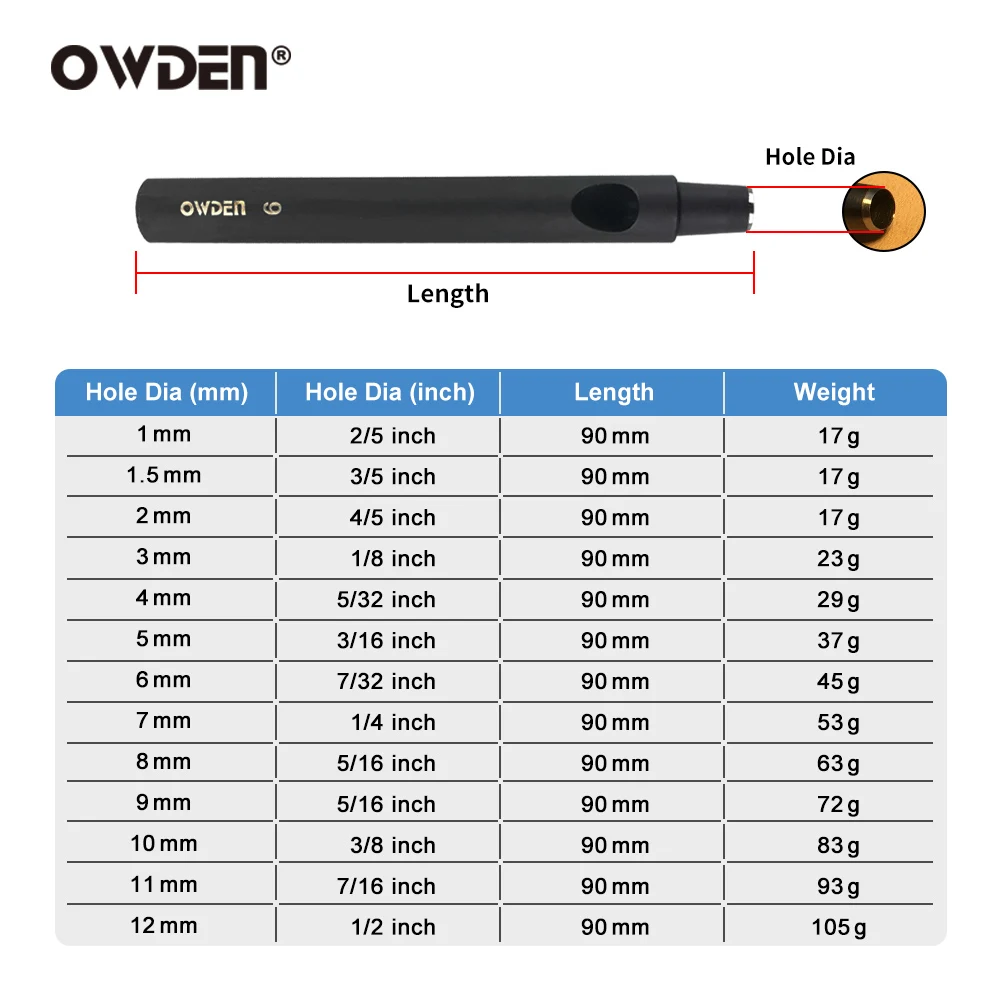 OWDEN 13 szt. Skórzany dziurkacz dziurkacz zestaw narzędzi 1-12mm ostry dziurkacz