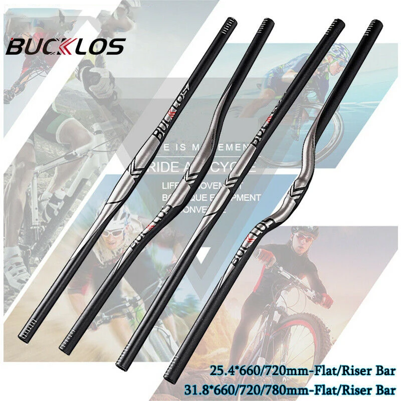 BUCKLOS Bicycle Handlebar  Aluminum Alloy 25.4/31.8mm  Mtb Handlebar 660/720/780mm  Bike Flat/riser Bar Mountain Bike Part