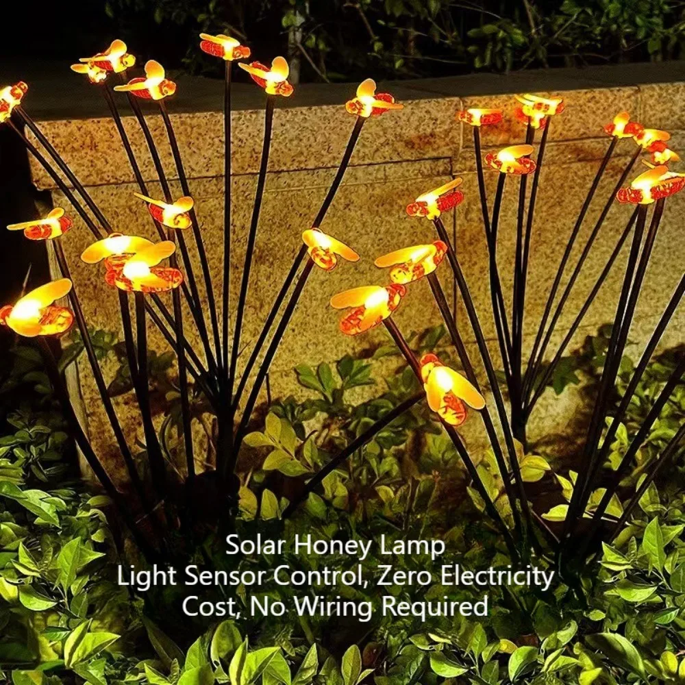 3pcs 6/8/10 LED Solar Swing Bee Light Bubble Ball Ground Lamp Outdoor Yard Pathway Lawn Landscape Decorative Ambient Lighting