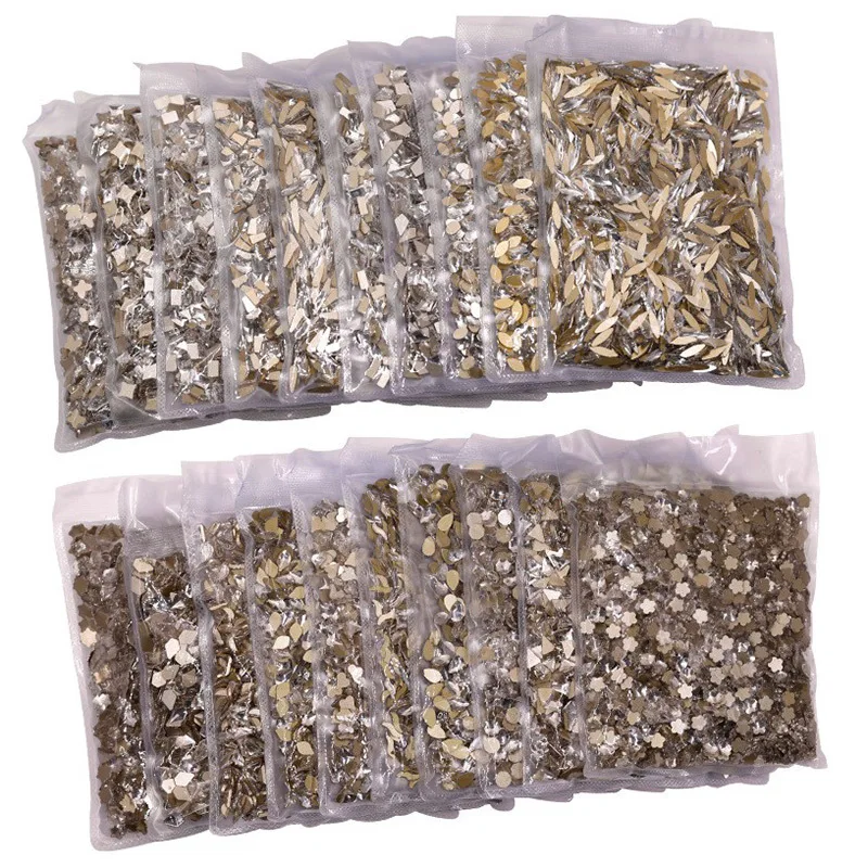 VDD P541-P580 Großhandel 1440 Stück Glas-Kristall-Strass mit flacher Rückseite, Glitzerstein in verschiedenen Formen für DIY-Bastelarbeiten, Nagelkunst und Dekoration – Detail 5