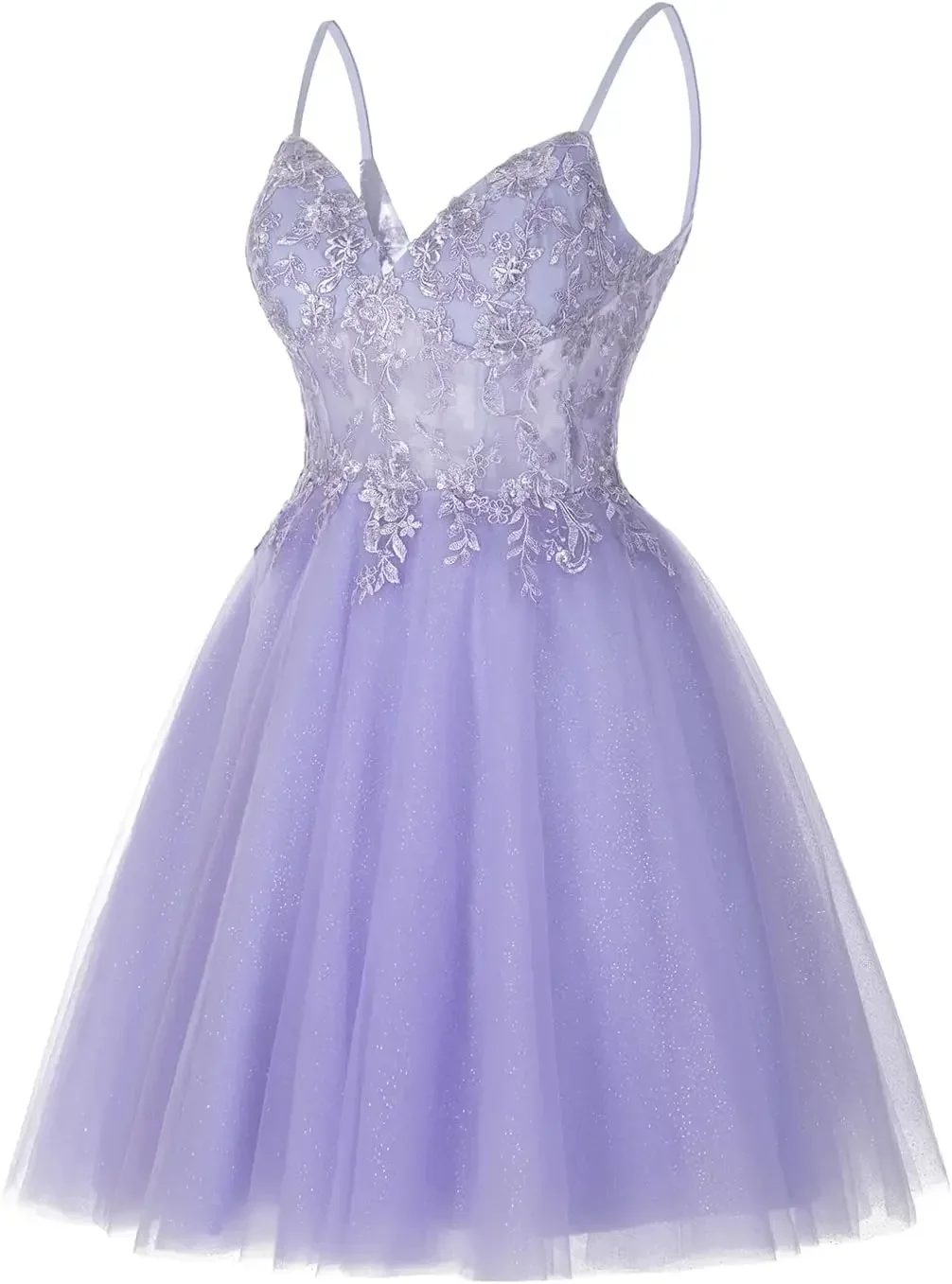 Short Tulle Prom Gown Pretty Lace Floral Bridesmaid Dress for Teens Sparkly Graduation Homecoming Party Cocktail Dress